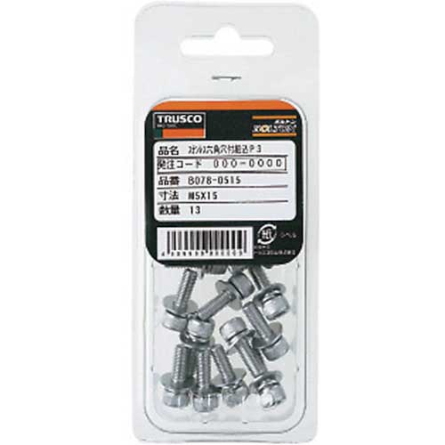 TRUSCO 座金組込六角穴付ボルト P=3 ステンレス M4×15 17本入 (座金組込みキャップボルト ばね座金+JISワッシャー付き) B078-0415