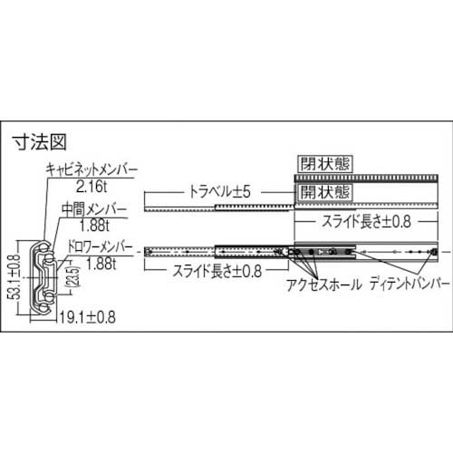 アキュライド ダブルスライドレール711mm C3601-28の通販｜現場市場