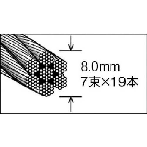 TRUSCO ステンレスワイヤロープ Φ8.0mmX100m CWS-8S100の通販｜現場市場