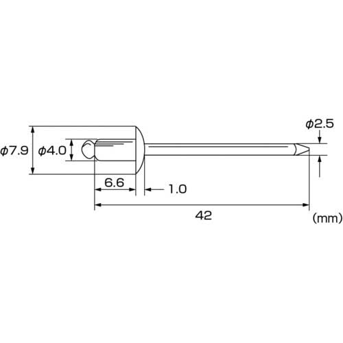 エビ ブラインドリベット(ステンレス/ステンレス製) 5-2(1000本入) 箱入 NST52の通販｜現場市場