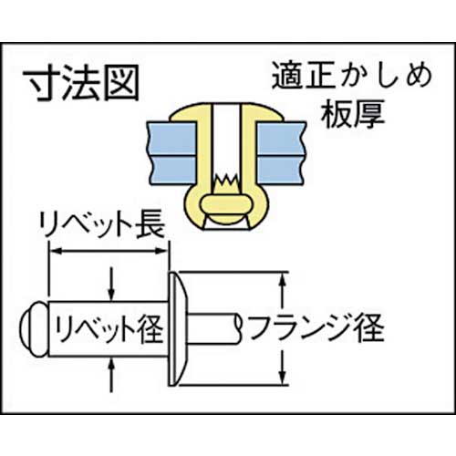 POP 高圧着HRリベット(オール鉄)φ3.2、SD43HR (1000本入) SD-43-HRの