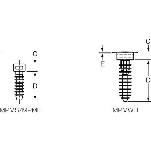 パンドウイット コンクリート用押し込み型固定具 (100個入) MPMS19-C0