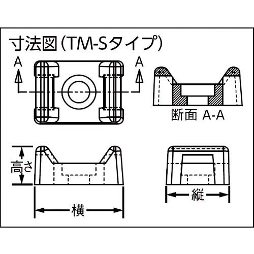 パンドウイット タイマウント 耐候性黒 (1000個入) TM1S6-M0