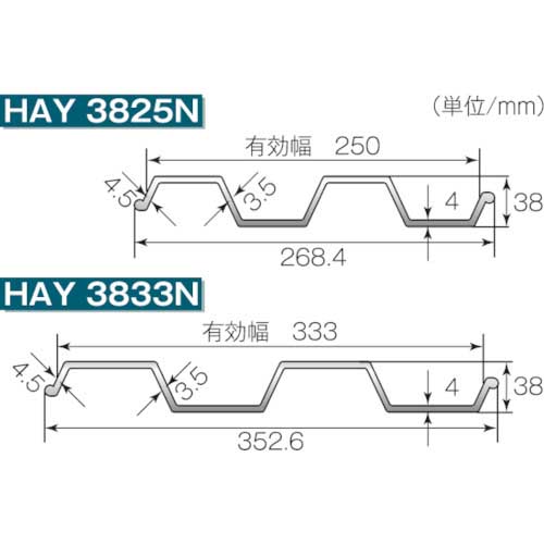 Hoshin アルミ合金矢板 有効幅250×高さ38×全長2500mm HAY3825N-2.5の