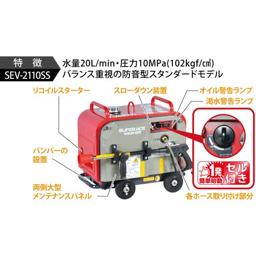 スーパー工業 エンジン式高圧洗浄機 SEV-2110SS 防音タイプの通販｜現場市場