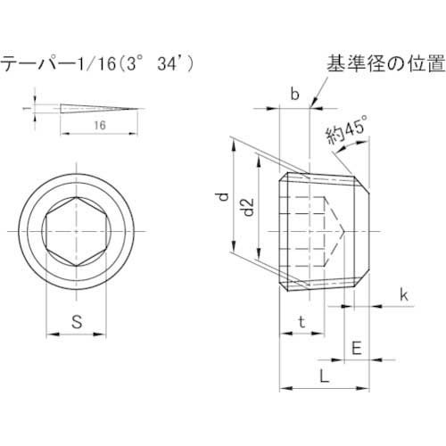 TRUSCO テーパープラグ 沈み スチール PT1/16 480本入 ヘキサゴン