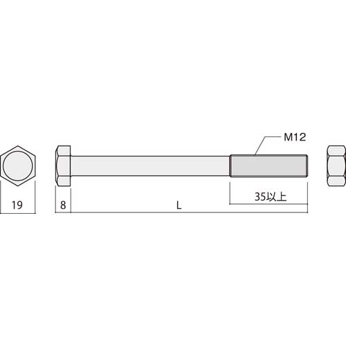 ダイドーハント Zマーク 六角ボルト M12X255 00036010の通販｜現場市場