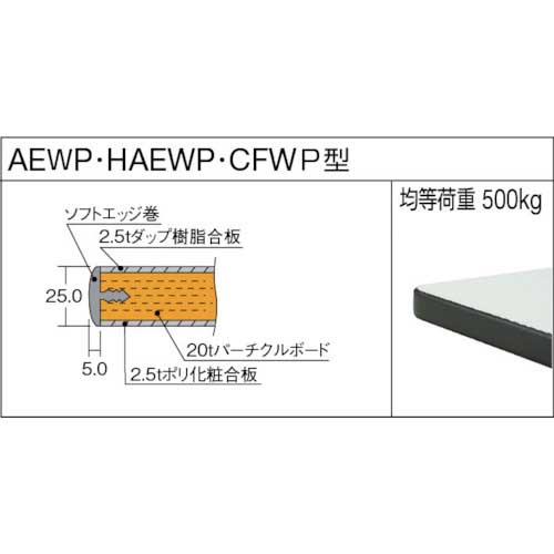 TRUSCO AEWP型作業台 1200X750XH740 薄型1段引出付 AEWP-1275UDK1の