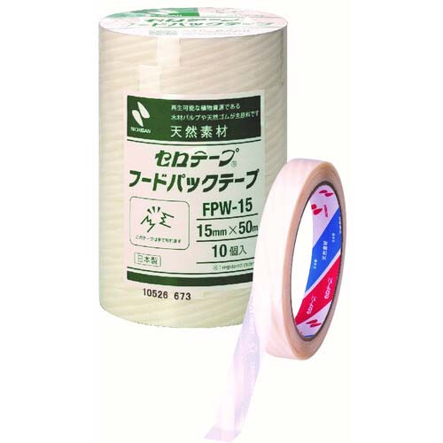 ニチバン フードパックテープ白FPWー15 15mmX50m FPW-15