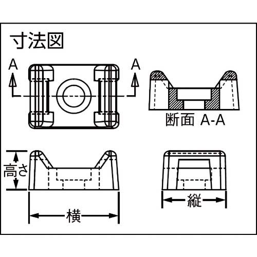 パンドウイット タイマウント 耐候性ポリプロピレン黒 (1000個入