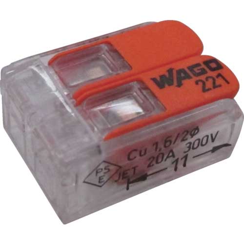 WAGO WFR-2 より線・単線ワンタッチ接続可能コネクタ 2穴用 10個入 WFR-2BP