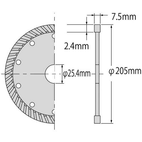 エビ ダイヤモンドカッター (乾式)切断王 ウェーブタイプ 203mm WA200