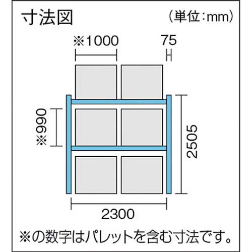 TRUSCO 重量パレットラック2トン2300×1000×H2500 2段 単体 2D-25B23-10