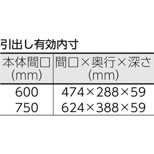 TRUSCO ツールワゴン ファルコンワゴン600X400 1段浅引出付 ゴム車輪