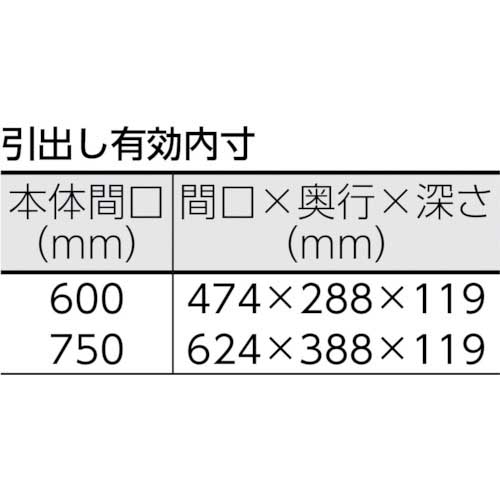 TRUSCO ツールワゴン ファルコンワゴン750X500 1段引出付 ゴム車輪