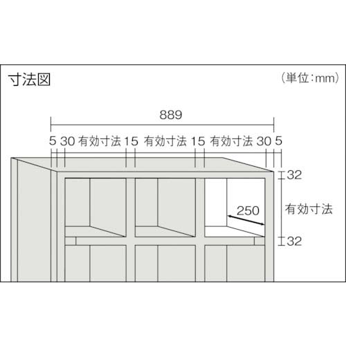 TRUSCO KC型区分棚コボレ止めなし 889X264XH1102 3列3段 KC-3031の通販