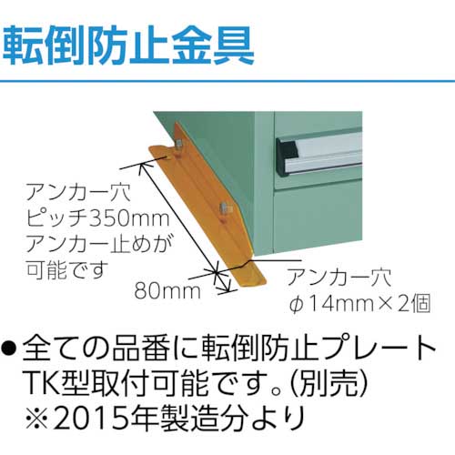 ＴＲＵＳＣＯ ＶＥ７Ｓ型中量キャビネット 転倒防止金具付