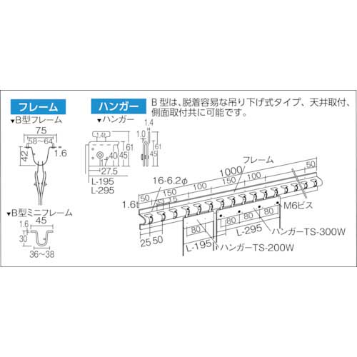 TRUSCO ストリップ型間仕切り用 Bフレーム ステンレス TS-BF-SUSの通販