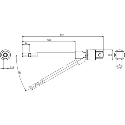 エビ ストロック ユニバーサルソケットアダプター ロングタイプ 差込角12.7mm DSUAL127