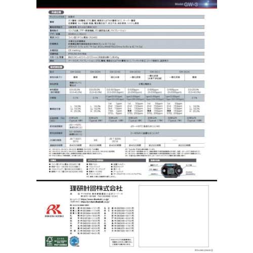 理研 個人装着型酸素・一酸化炭素計 GW-3(CX) GW-3W(CX)の通販｜現場市場