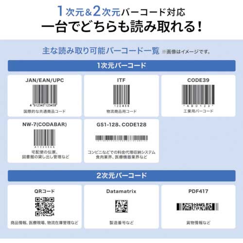 SANWA Bluetooth2次元コードリーダー(ハンディタイプ) BCR-BT2D1BKの