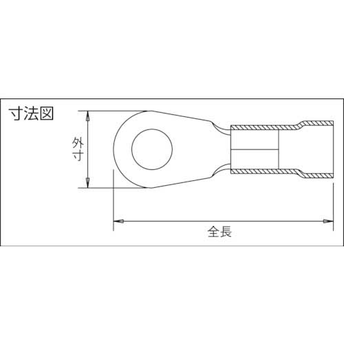 ストロングホールド ビニール絶縁被覆付圧着端子(丸形) 電線サイズ:AWG8/8sq 取付ネジ:M6 25個入り EV8-14R-Q