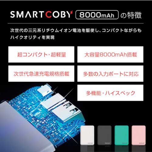 【廃番】CIO クレジットカードサイズの急速充電モバイルバッテリー 8000mAh ブラック SMARTCOBY8000-BK