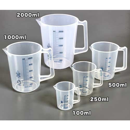 TRUSCO ポリプロピレン青目盛ビーカー 500ml(取手付) HPB-500
