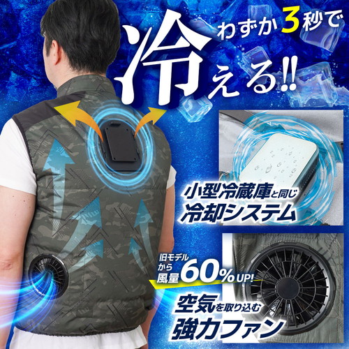 【廃番】【2025年度完売】サンコー 圧倒的に冷える「冷蔵服4」 ネイビー5L バッテリーセット TKCV25SNV5LSP