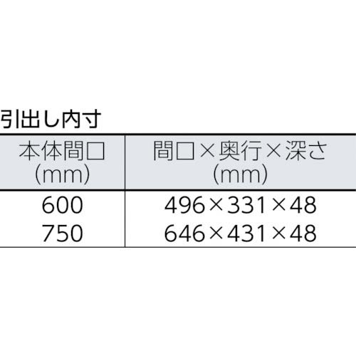 TRUSCO(トラスコ) フェニックスワゴン 薄型1段引出 750×500 W色 PEW