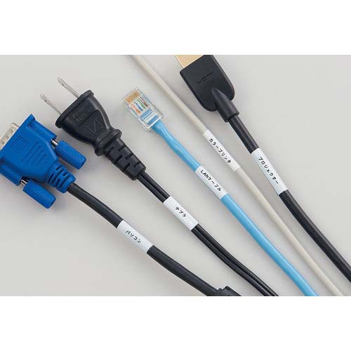 キングジム テプラPROテープカートリッジ ケーブル表示ラベル 幅24mm 白ラベル/黒文字 SV24KN