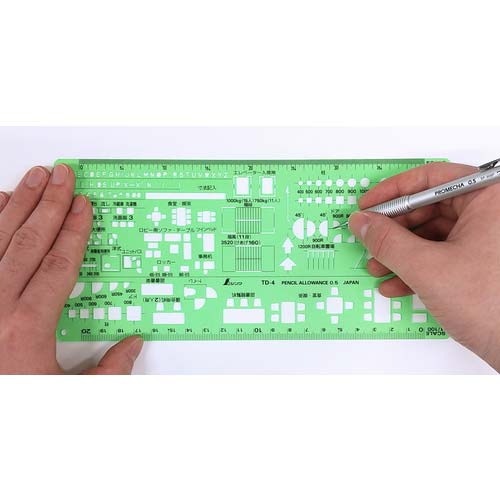 シンワ テンプレート TD-4 建築記号定規 1/100・1/200 66010