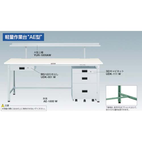 トラスコ】AE型300kgタイプ 軽量作業台（上棚付