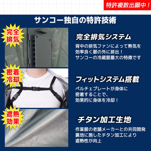【廃番】【2025年度完売】サンコー 圧倒的に冷える「冷蔵服4」 ネイビー5L バッテリーセット TKCV25SNV5LSP