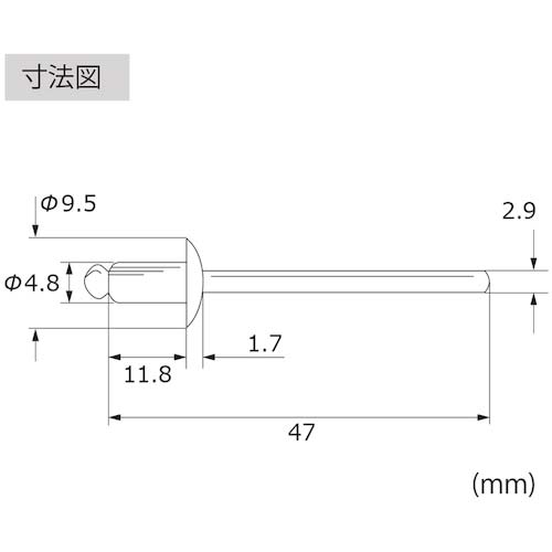 エビ ブラインドリベット(丸頭) ステンレス/スティール製 6-4(1000本入) LSS64