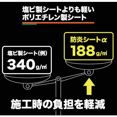 TRUSCO 防炎シートα軽量 幅3.6mX長さ5.4m グレー GBS-3654A-GYの通販