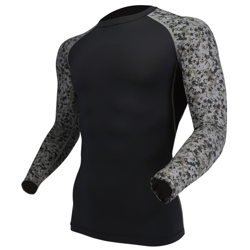 おたふく BT冷感・消臭 パワーストレッチ 長袖 クルーネックシャツ 60. ブラック×迷彩 3L JW-623