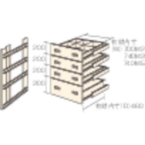 TRUSCO M2型・M3型・M5型棚用引出し 浅型3段+深型1段セット HM 9004
