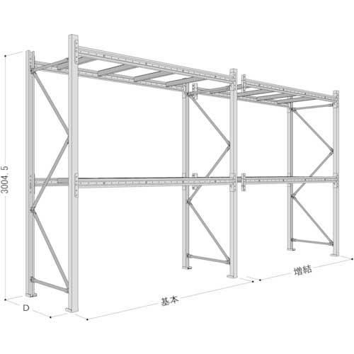 NF パレットラック 2ton用単体 奥行1100×高さ3000×有効間口2500mm 最大