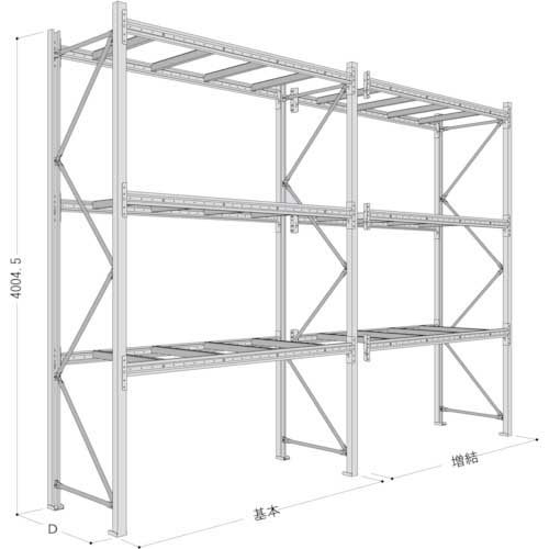 NF パレットラック 1ton用連結 奥行800×高さ4000×有効間口2500mm 最大積載量3000kg P6-40X25A08-3B