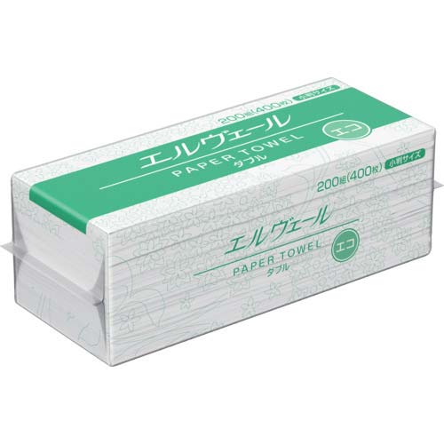 エリエール エルヴェール ペーパータオル エコ ダブル200組400枚小判 703364