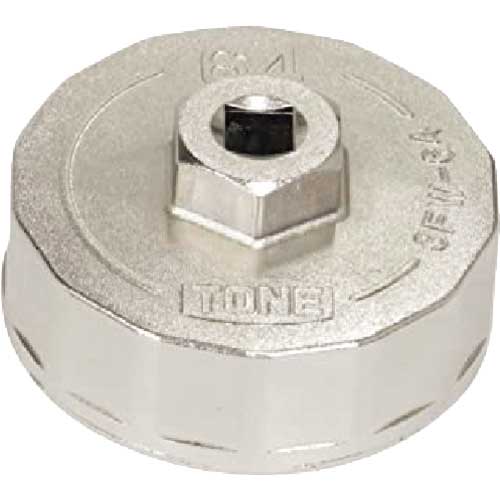 TONE オイルフィルターレンチ 14角 外径82mm 全高35mm 差込角9.5mm 対辺寸法74mm 3FW-74