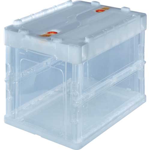 TRUSCO オリコン 薄型折りたたみコンテナ 20L ロックフタ付 透明 TR-C20B-TM