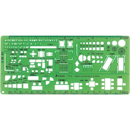 シンワ テンプレート TD-4 建築記号定規 1/100・1/200 66010
