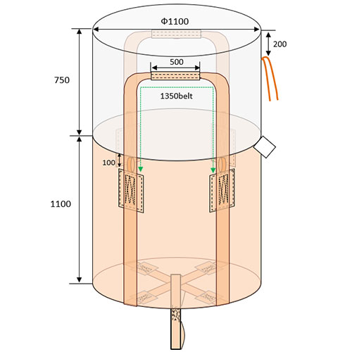 現場市場 フレコンバッグ 反転ベルト付 10枚入 OGI-002